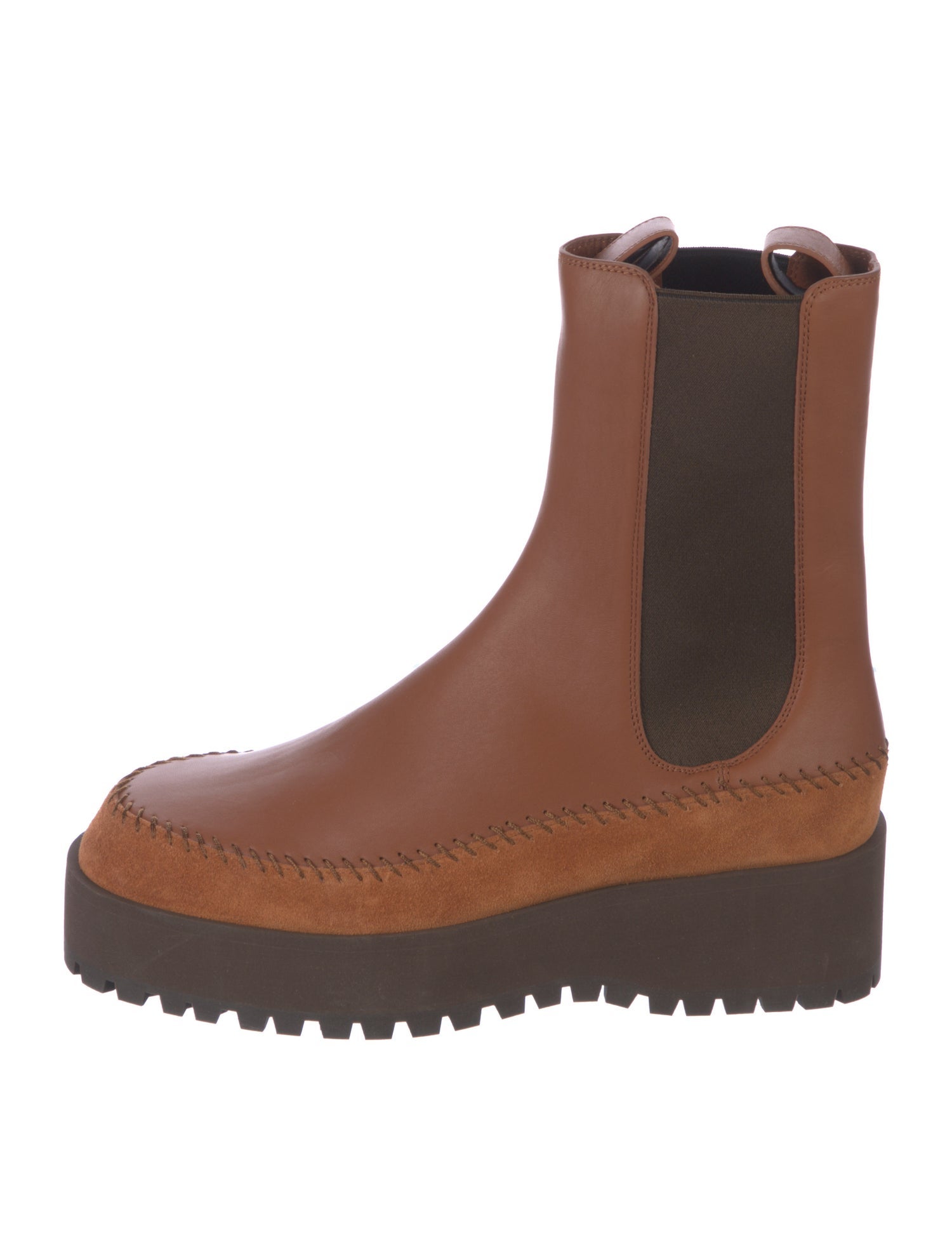 Ulla Johnson Leather Whipstitch Trim Chelsea Boots