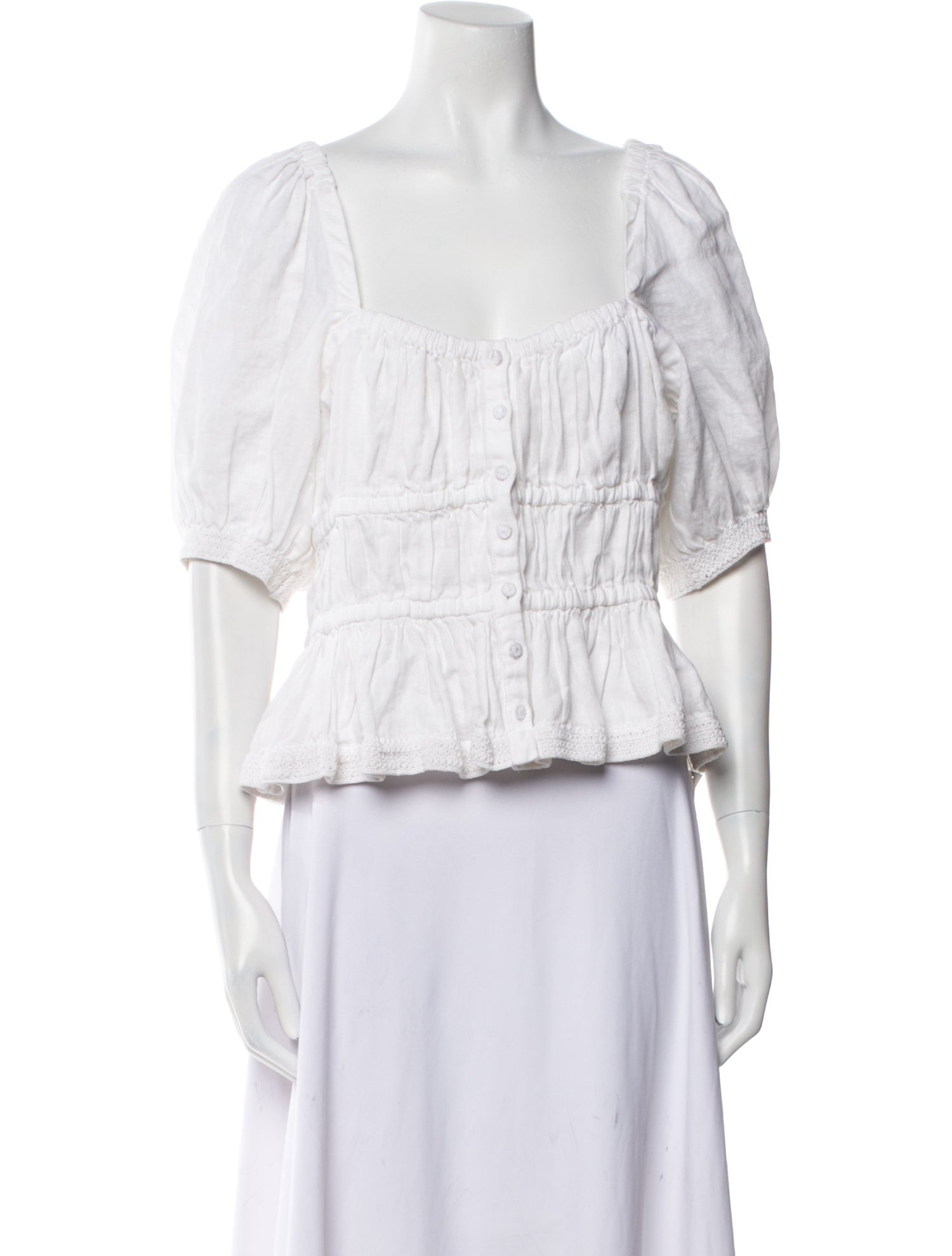 Ulla Johnson Linen Square Neckline Crop Top