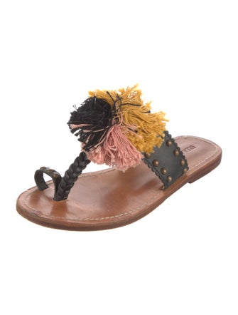 Ulla Johnson Leather Floral Print Slides