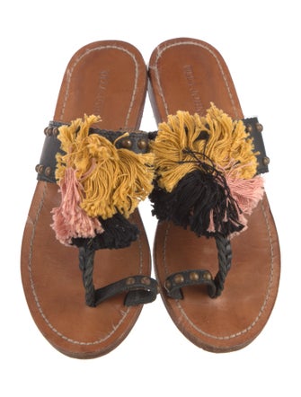 Ulla Johnson Leather Floral Print Slides