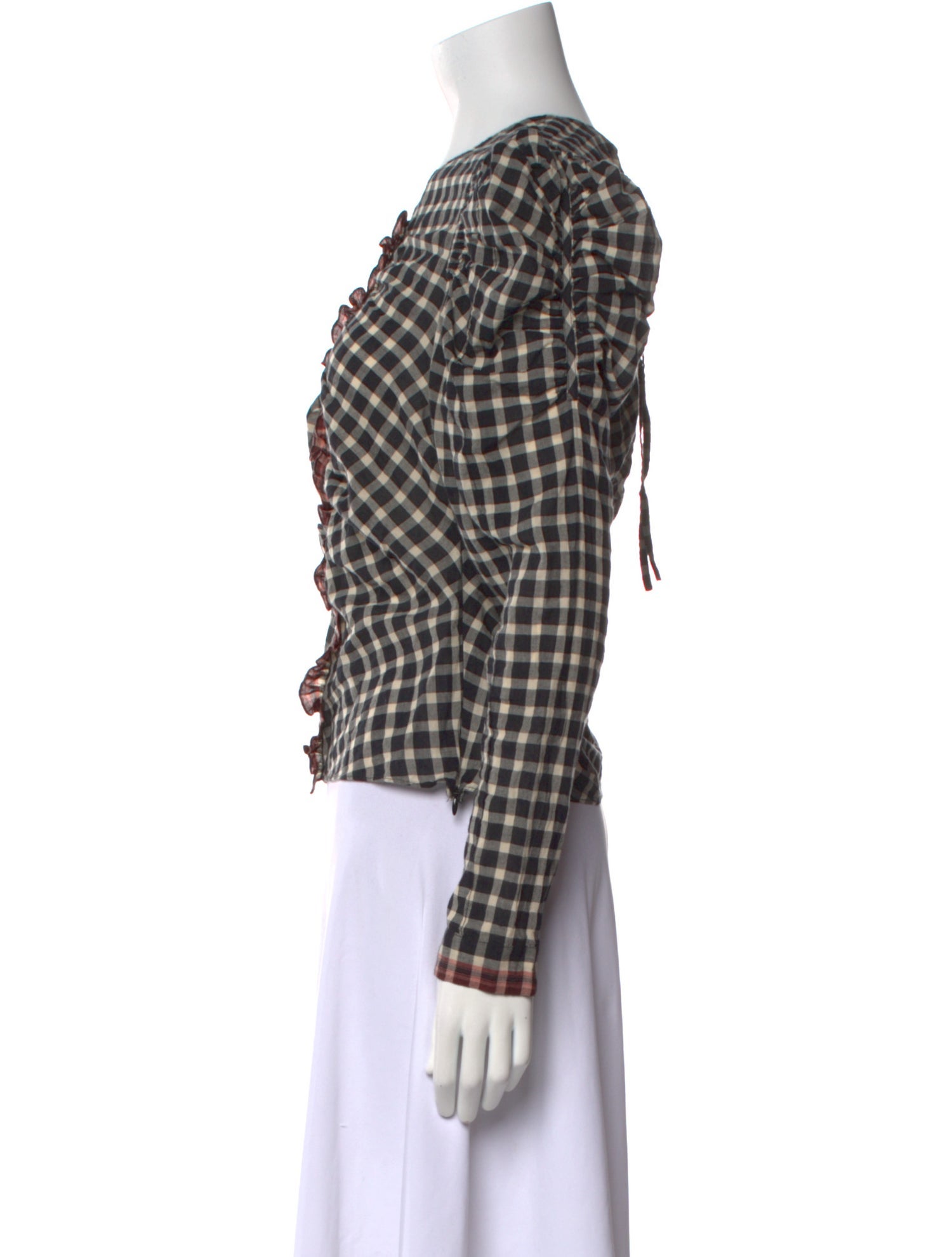 Ulla Johnson Plaid Print V-Neck Top