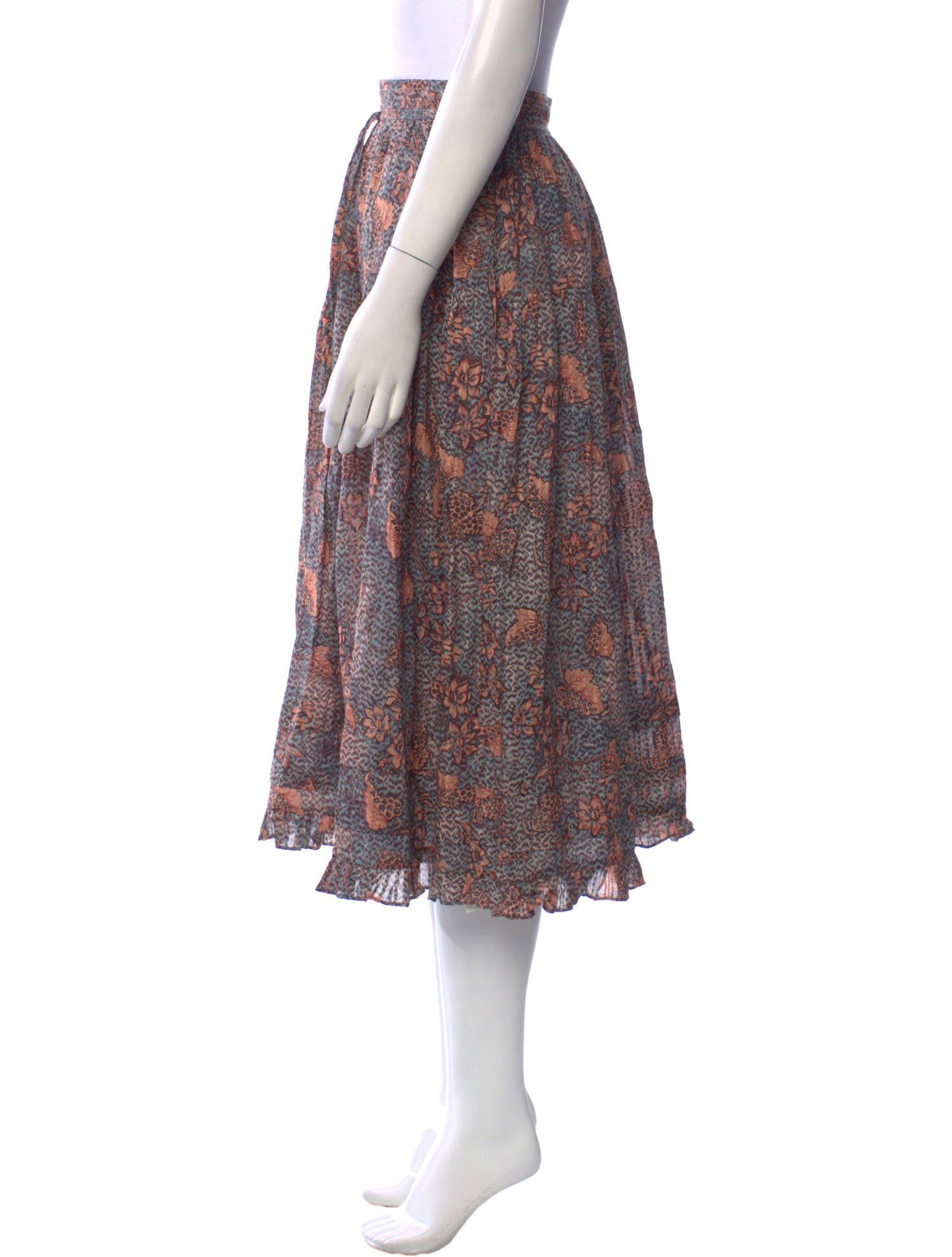 Ulla Johnson Floral Print Midi Length Skirt