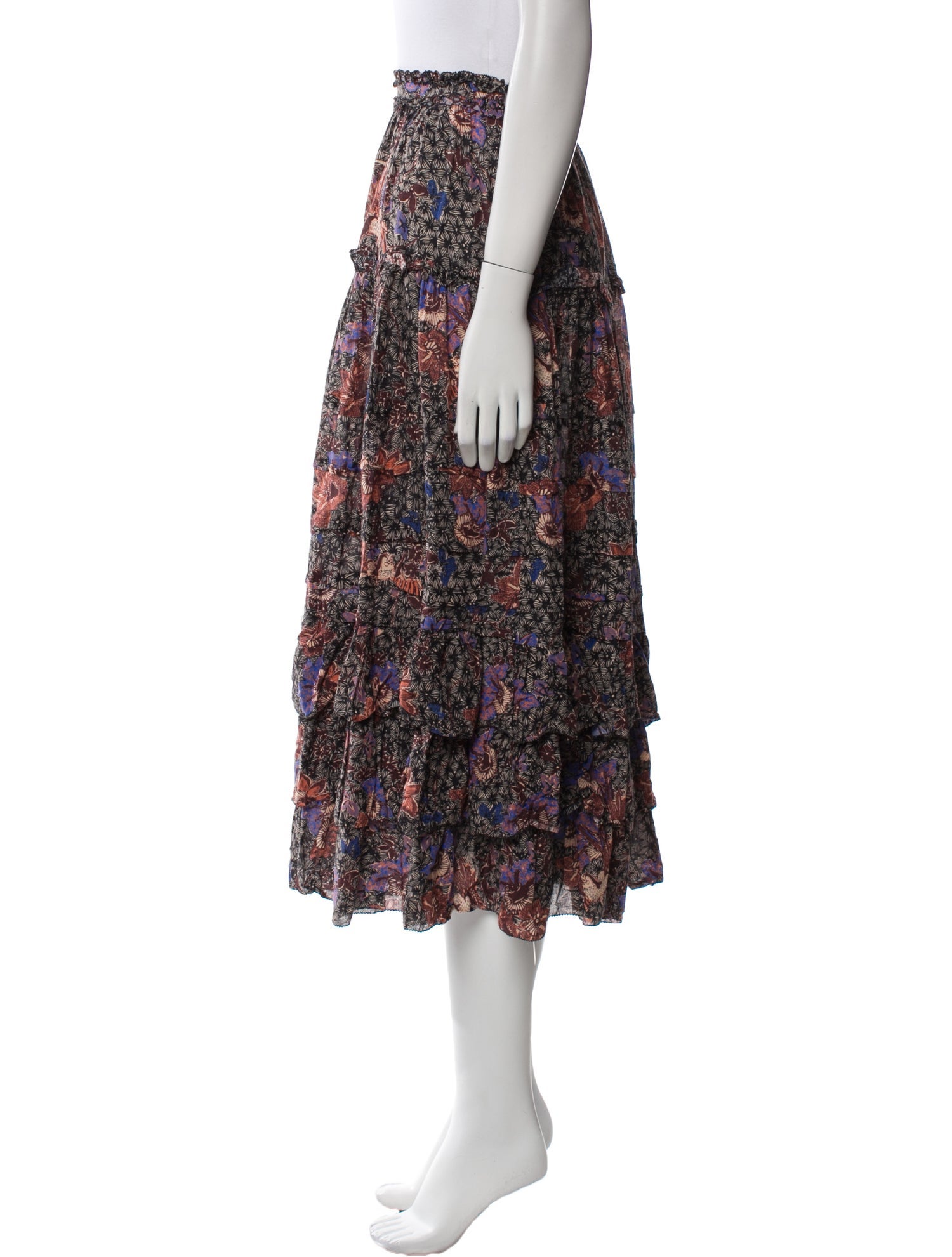 Ulla Johnson Floral Print Midi Length Skirt