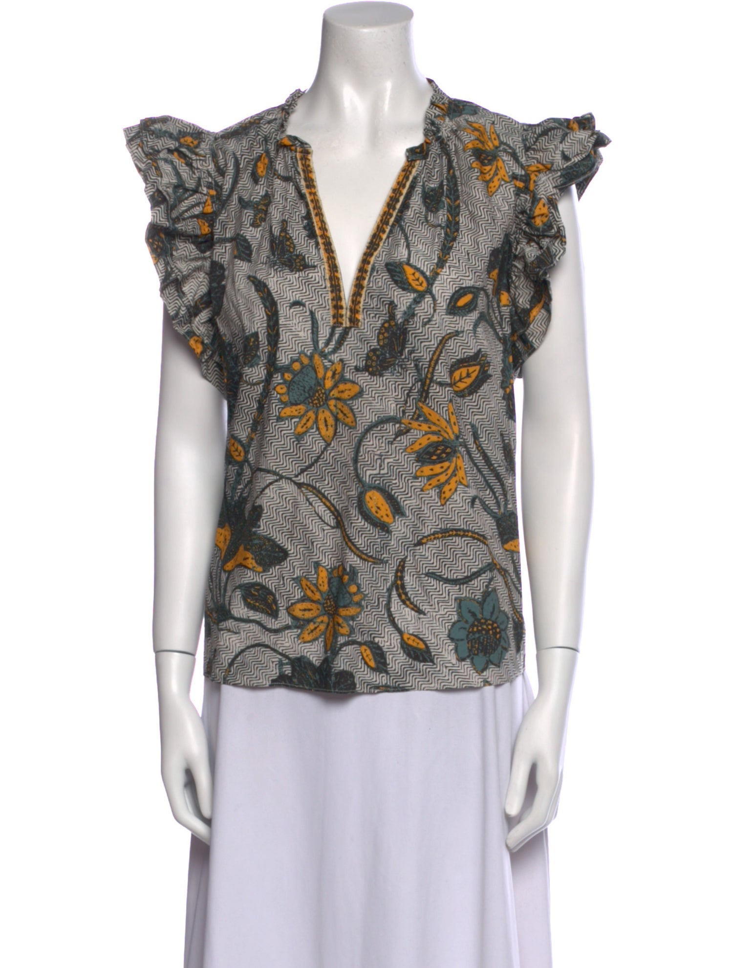 Ulla Johnson Printed V-Neck Blouse