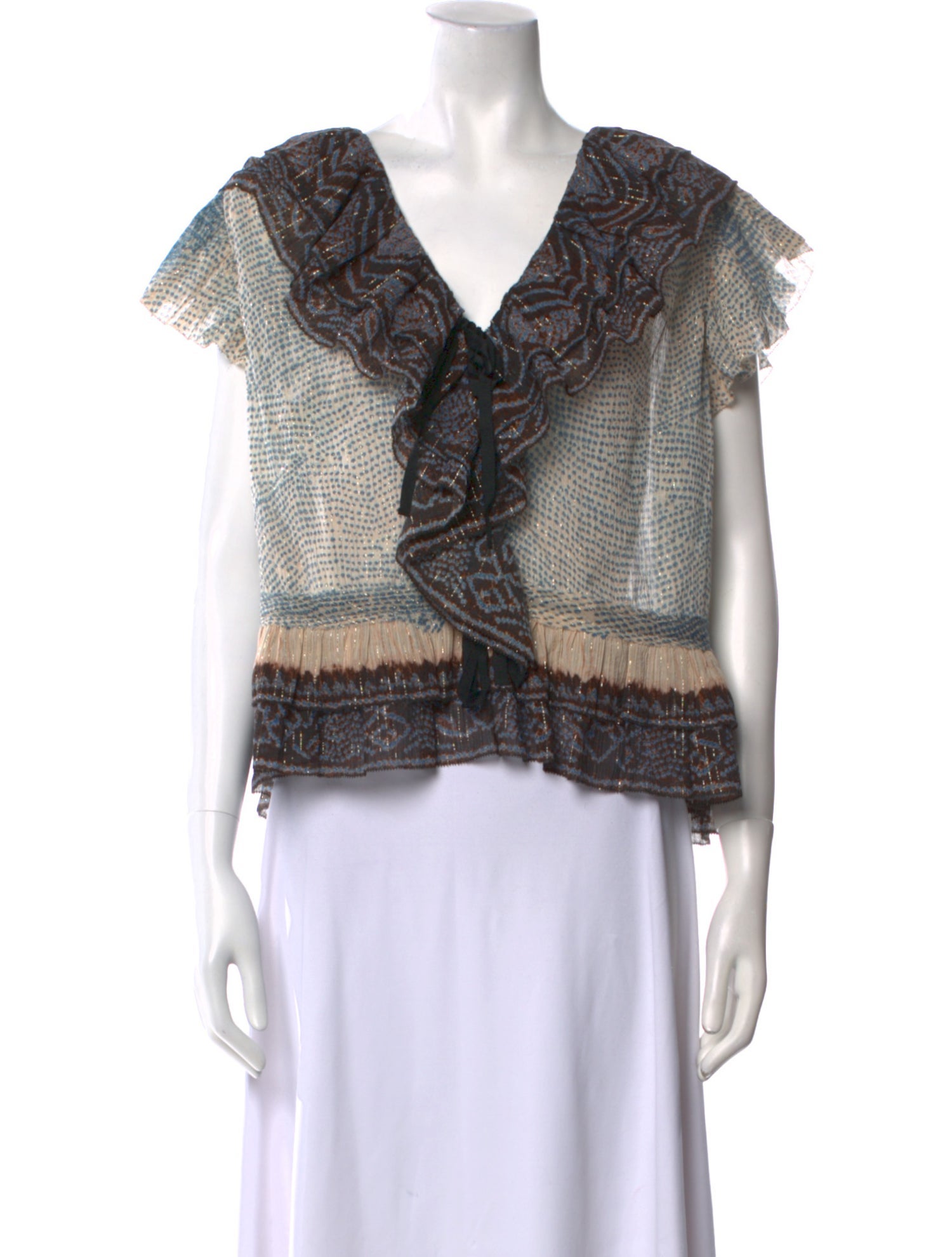 Ulla Johnson Printed V-Neck Crop Top
