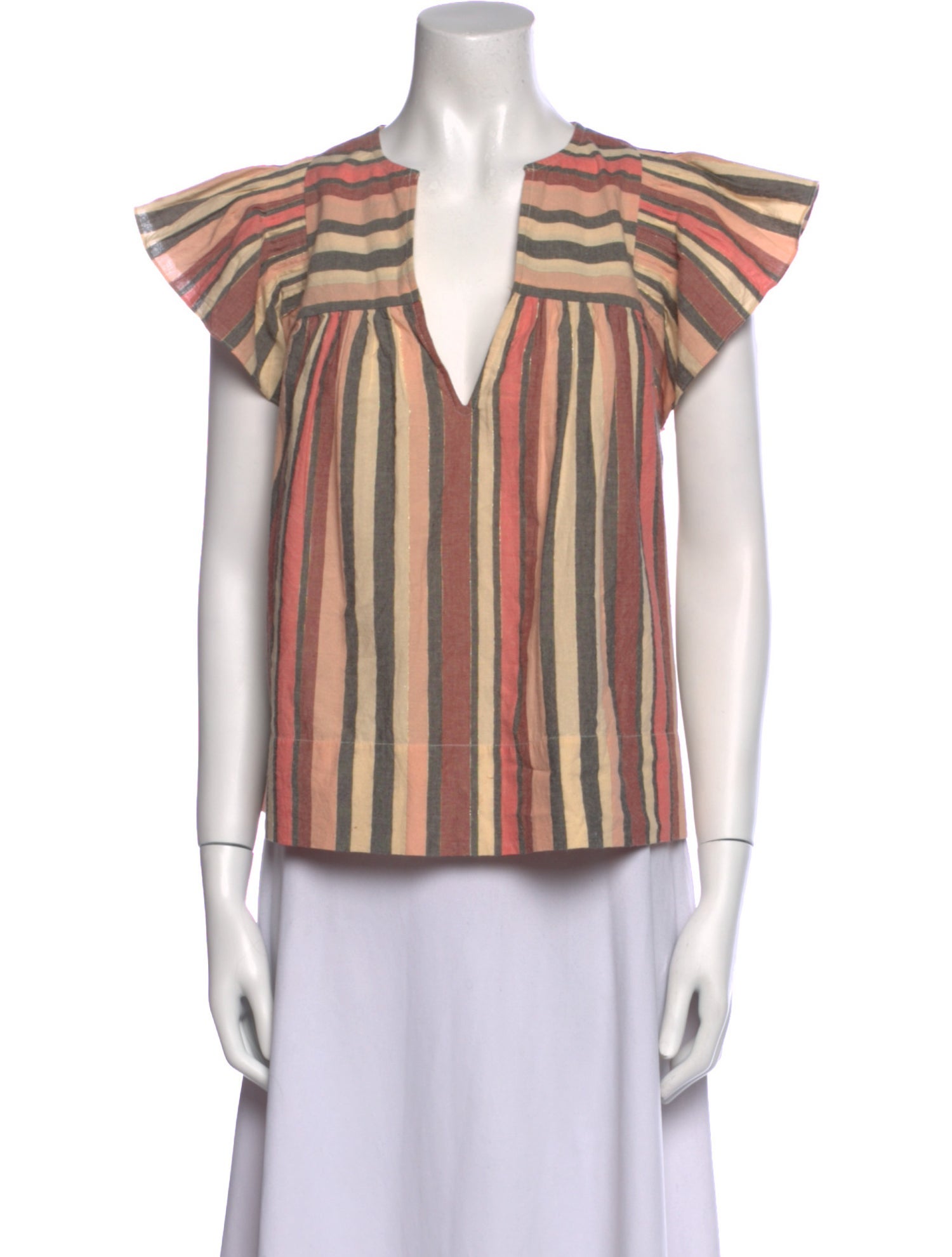 Ulla Johnson Striped V-Neck Blouse
