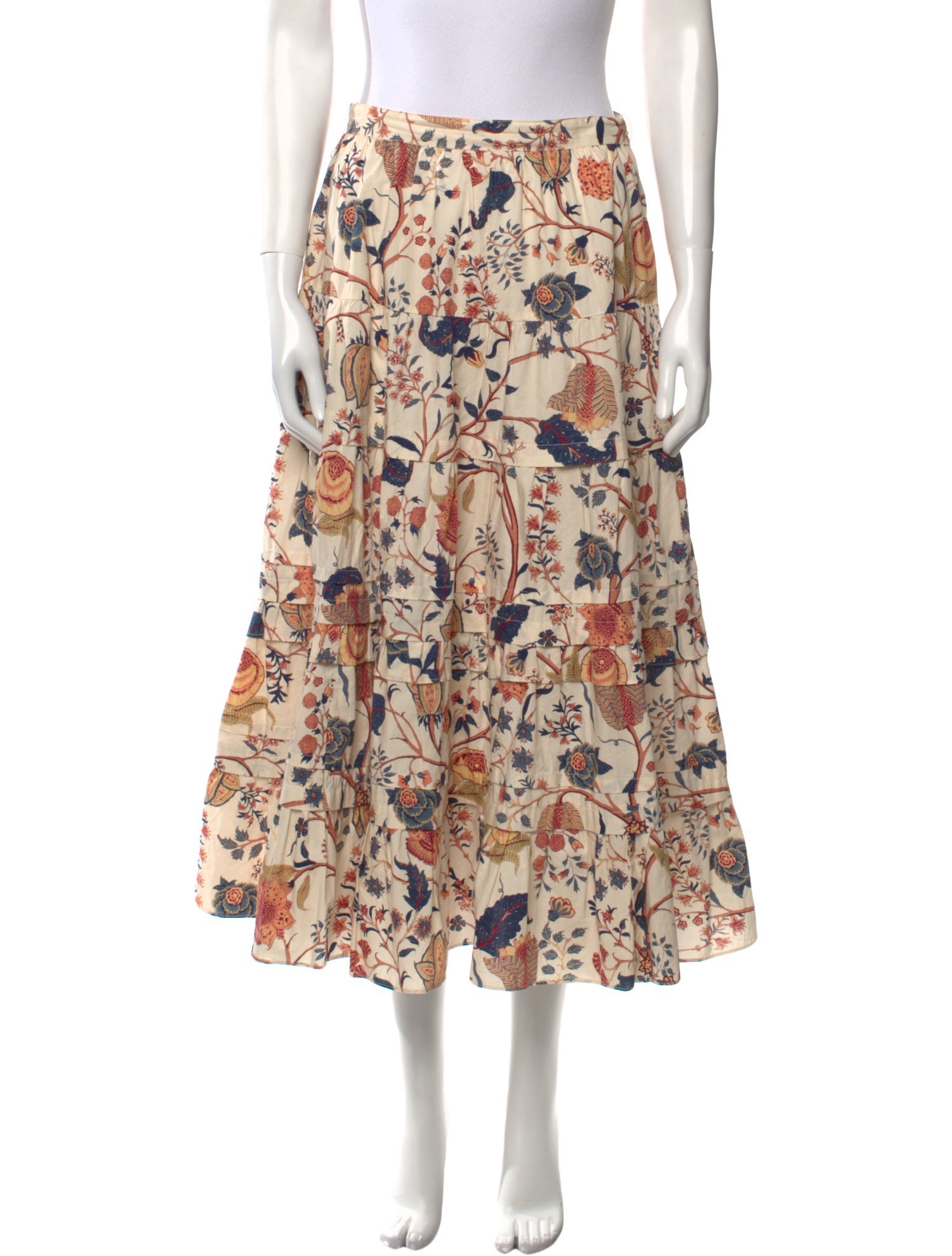 Ulla Johnson Floral Print Midi Length Skirt