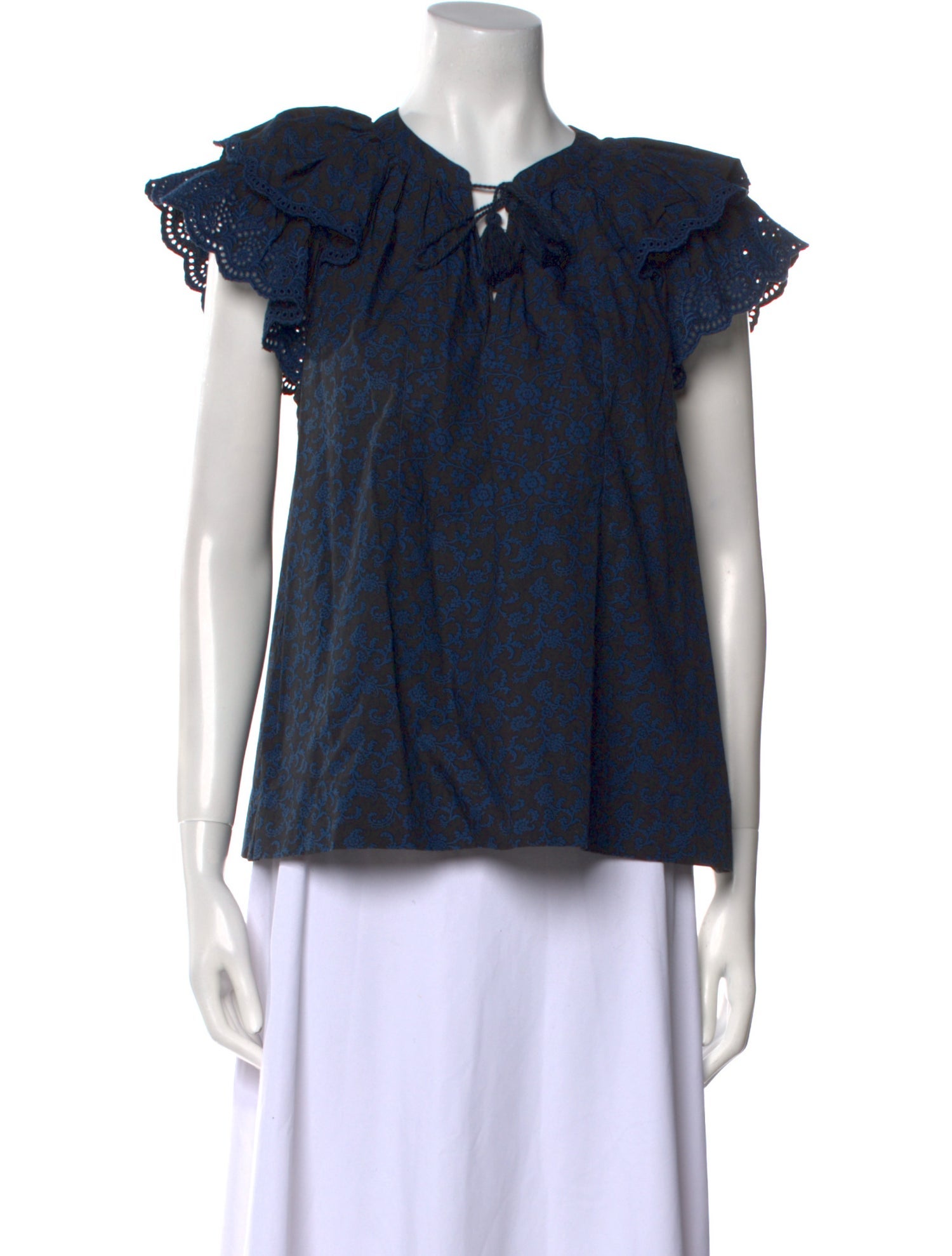 Ulla Johnson Tie Neck Short Sleeve Blouse