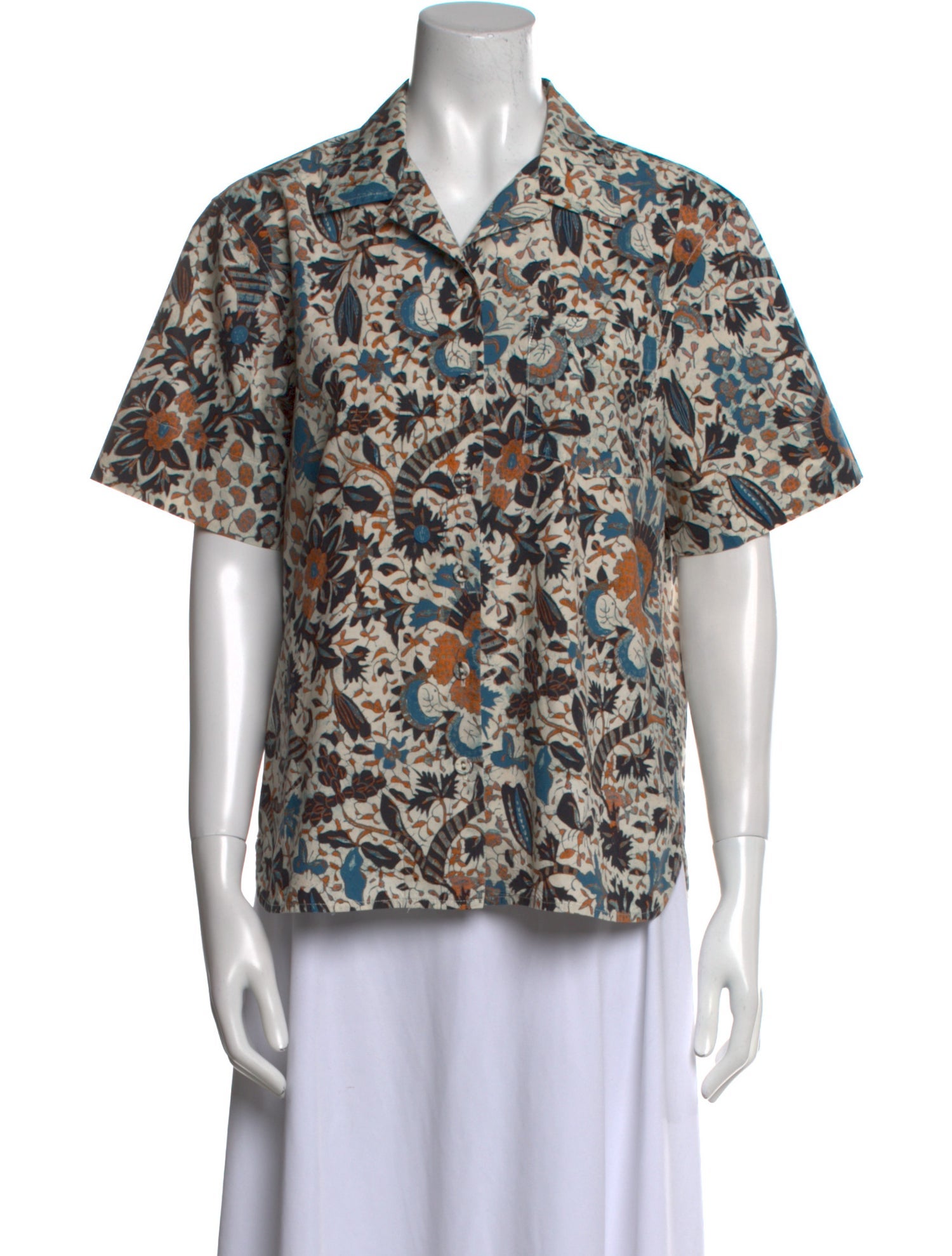 Ulla Johnson Printed Short Sleeve Button-Up Top