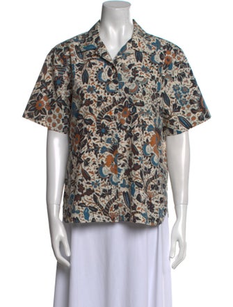 Ulla Johnson Printed Short Sleeve Button-Up Top