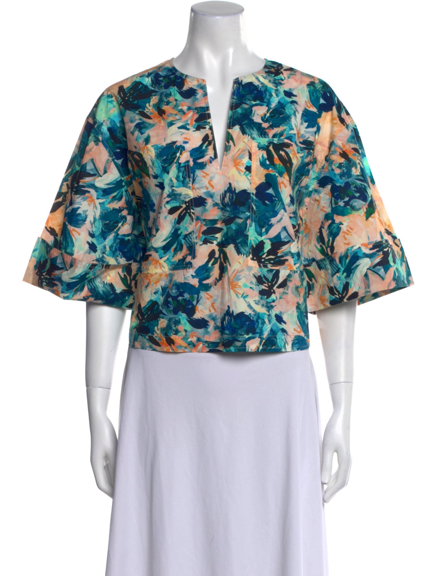 Ulla Johnson Floral Print V-Neck Crop Top