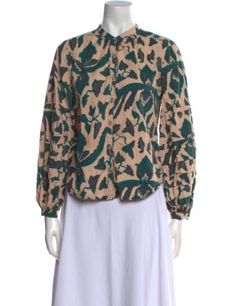 Ulla Johnson Printed Mock Neck Button-Up Top