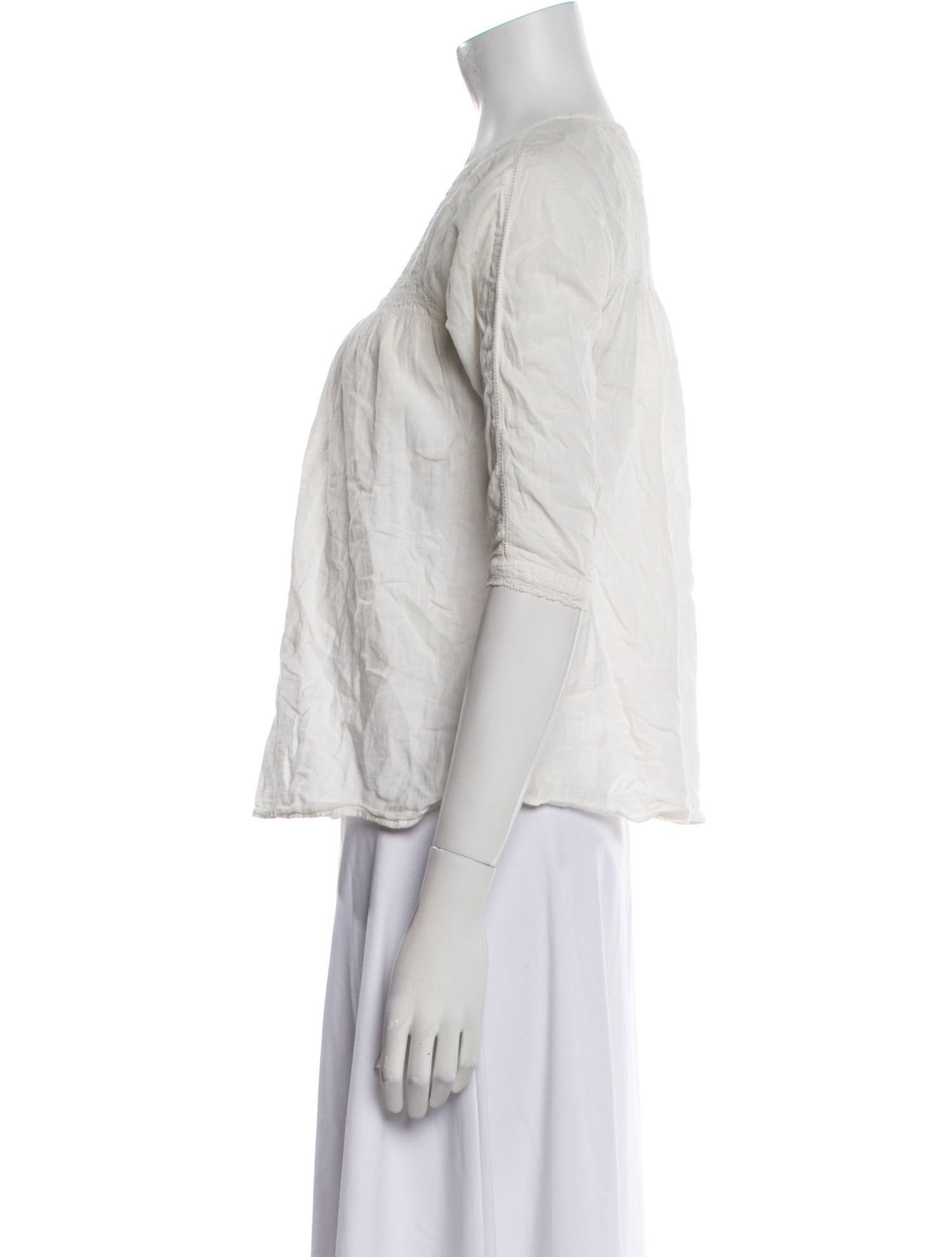 Ulla Johnson Crew Neck Three-Quarter Sleeve Top