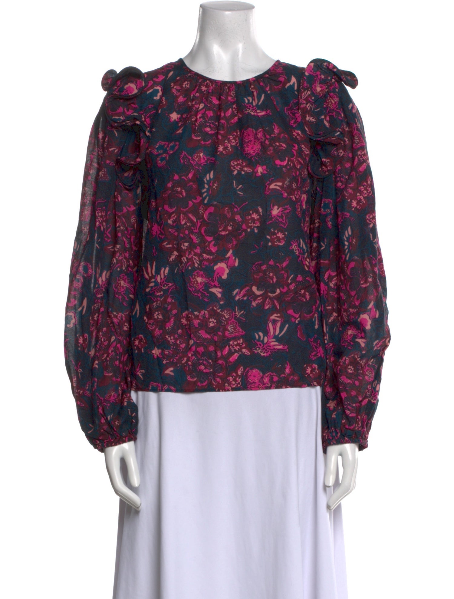 Ulla Johnson Floral Print Crew Neck Blouse