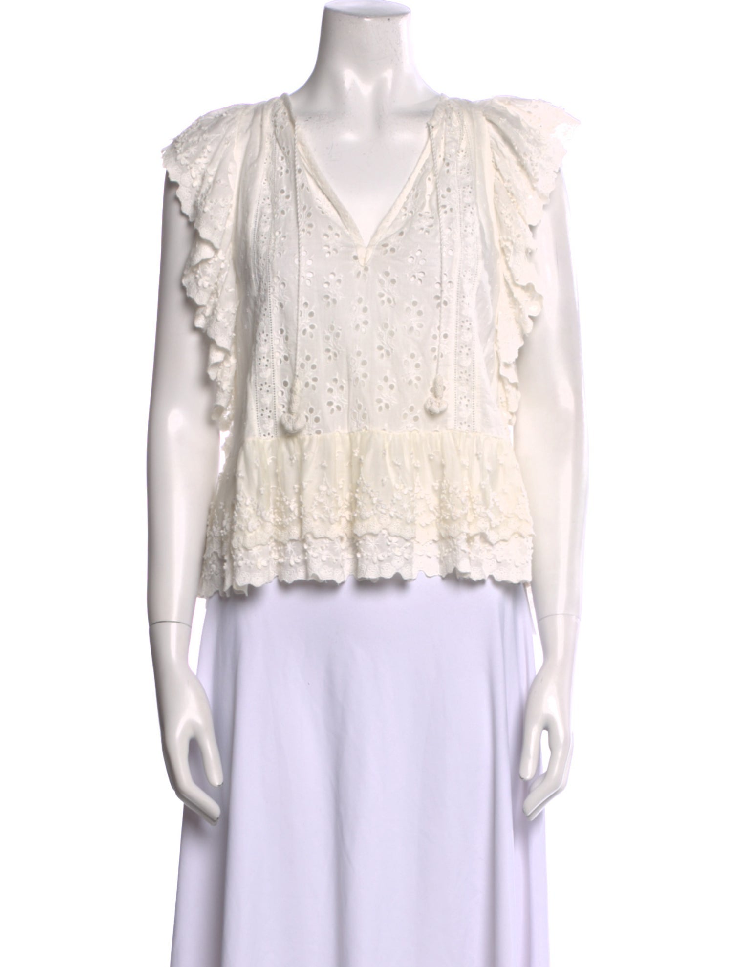 Ulla Johnson V-Neck Short Sleeve Crop Top