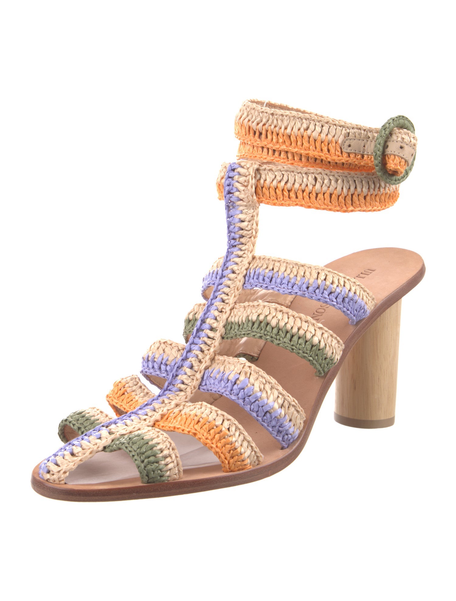 Ulla Johnson Raffia Striped Gladiator Sandals