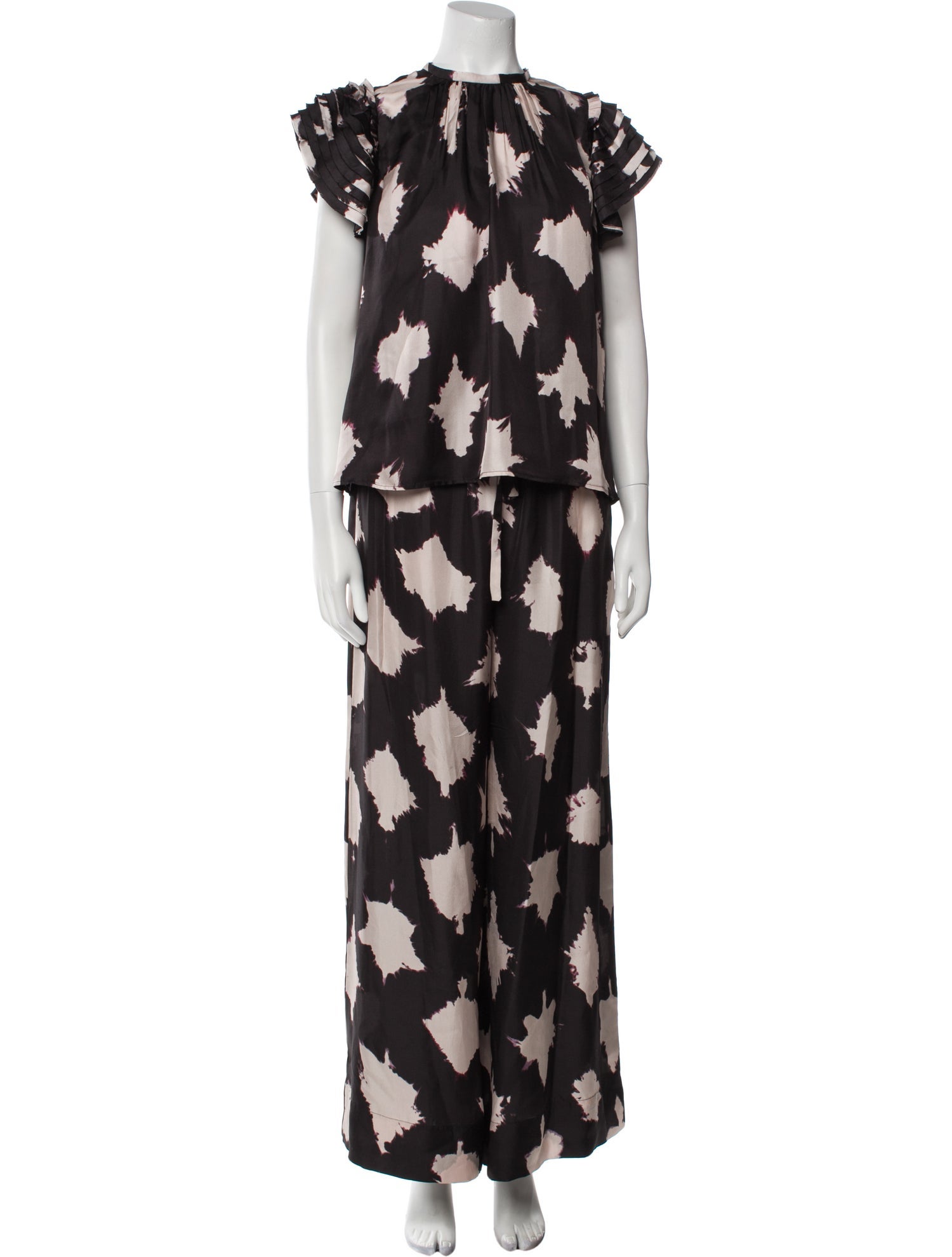 Ulla Johnson Silk Colorblock Pattern Skirt Set