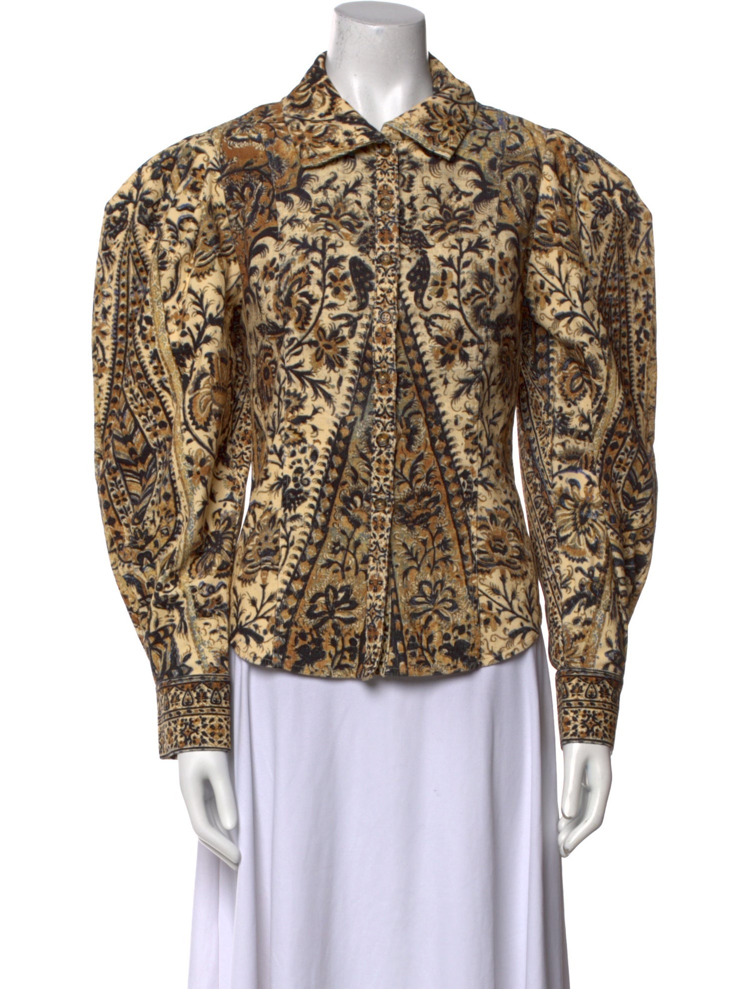 Ulla Johnson Printed Long Sleeve Button-Up Top