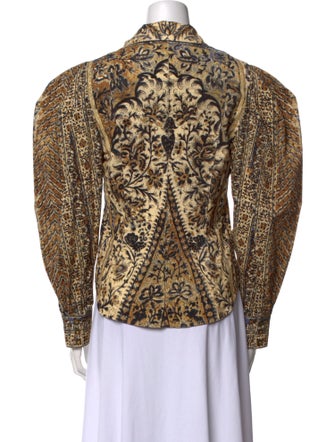 Ulla Johnson Printed Long Sleeve Button-Up Top