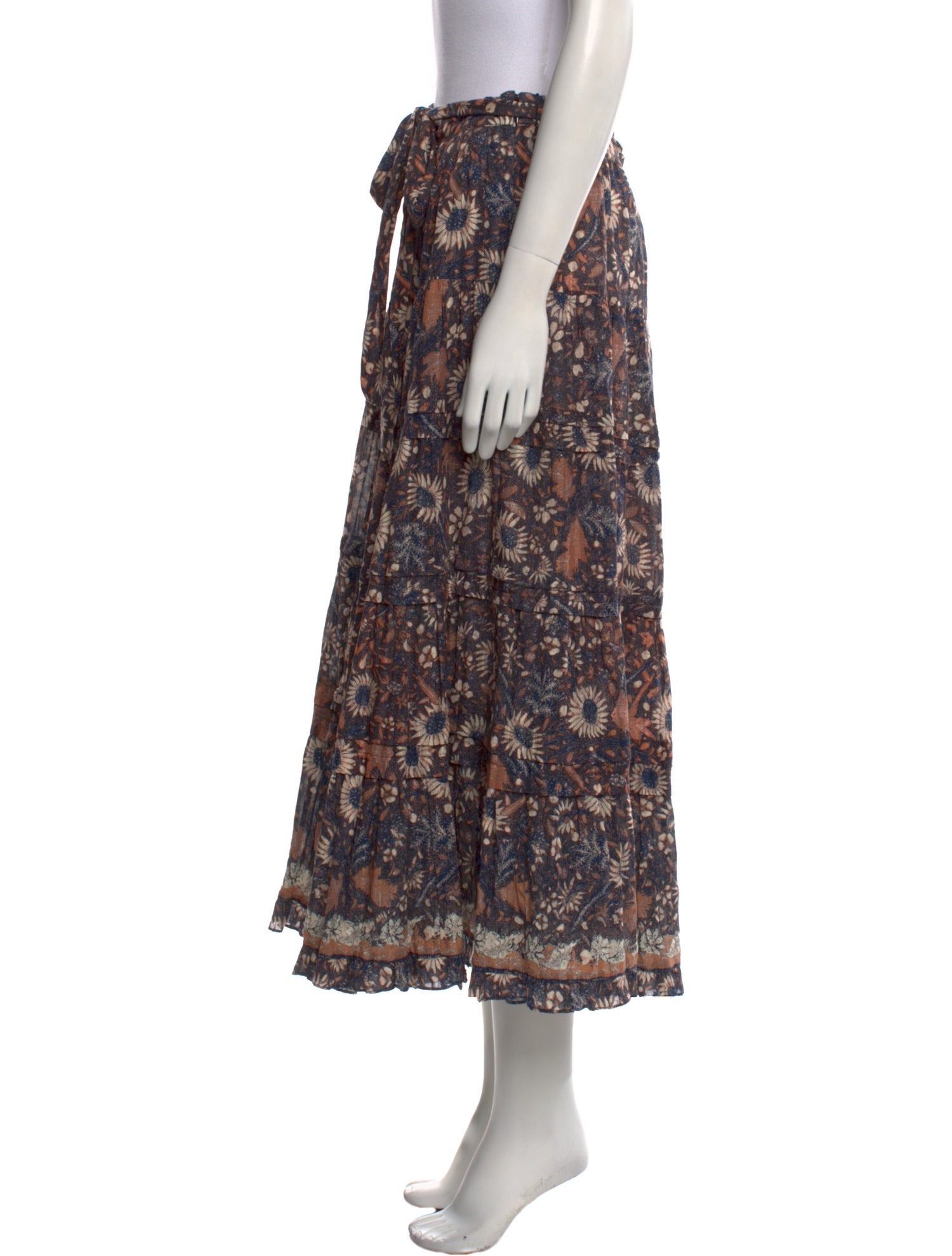 Ulla Johnson Floral Print Midi Length Skirt