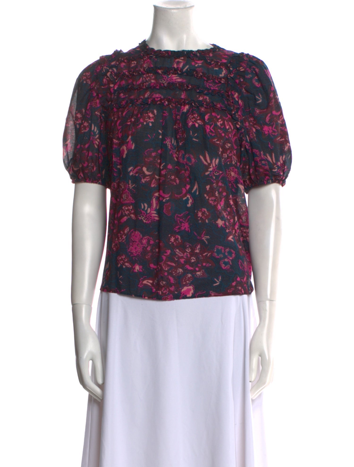 Ulla Johnson Floral Print Crew Neck Blouse