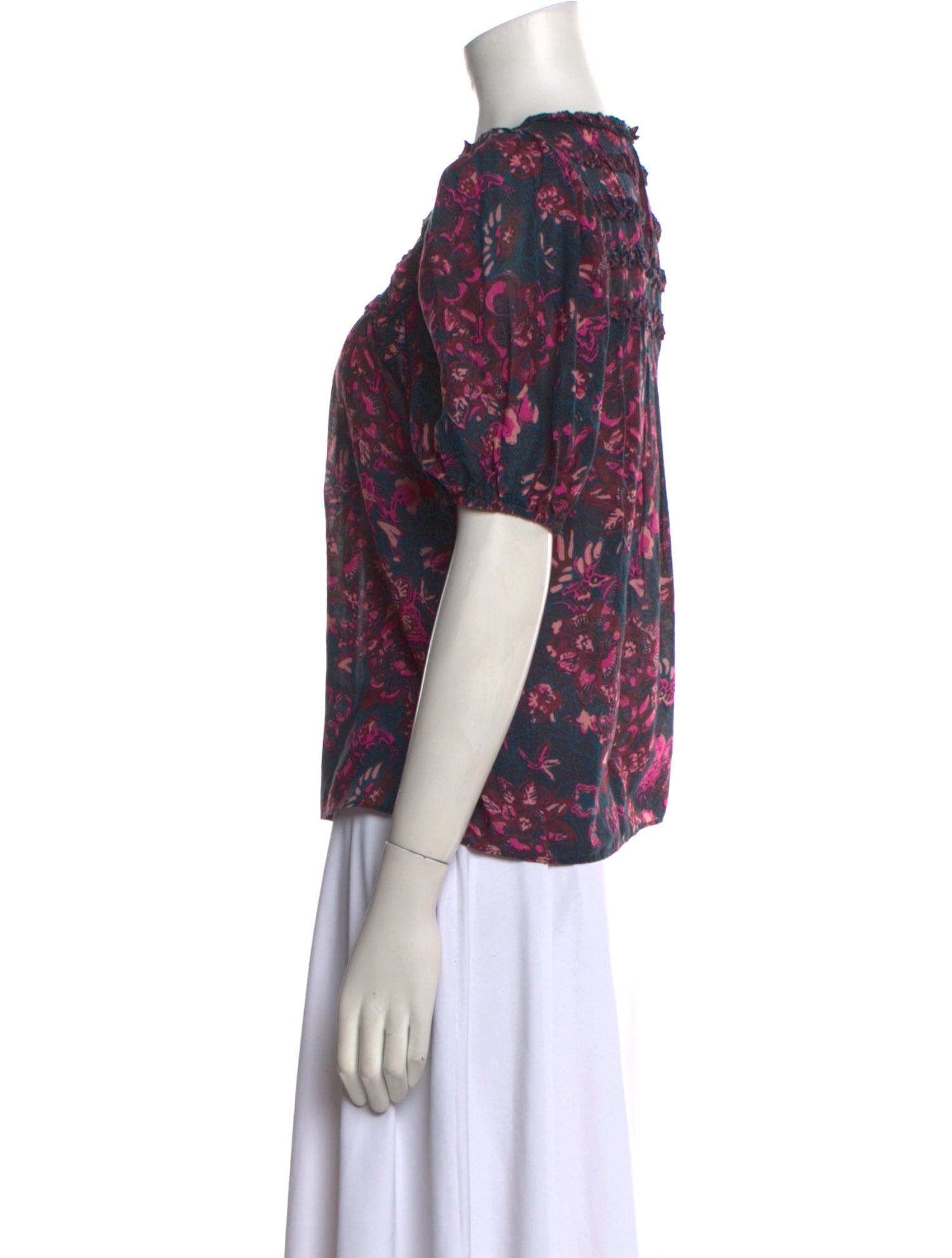 Ulla Johnson Floral Print Crew Neck Blouse