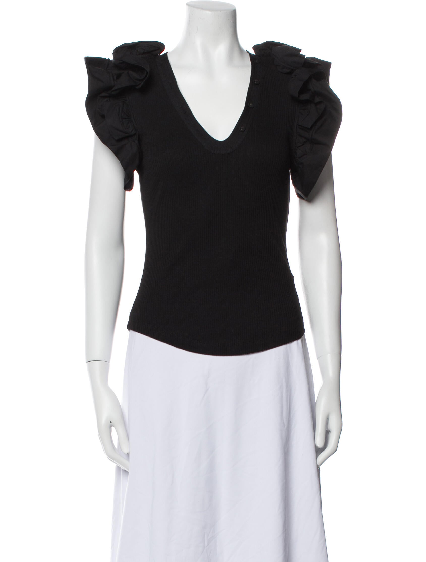 Ulla Johnson V-Neck Short Sleeve Top