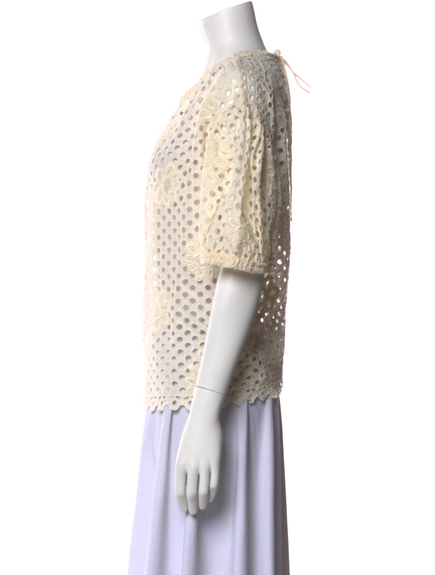 Ulla Johnson Lace Pattern Bateau Neckline Blouse