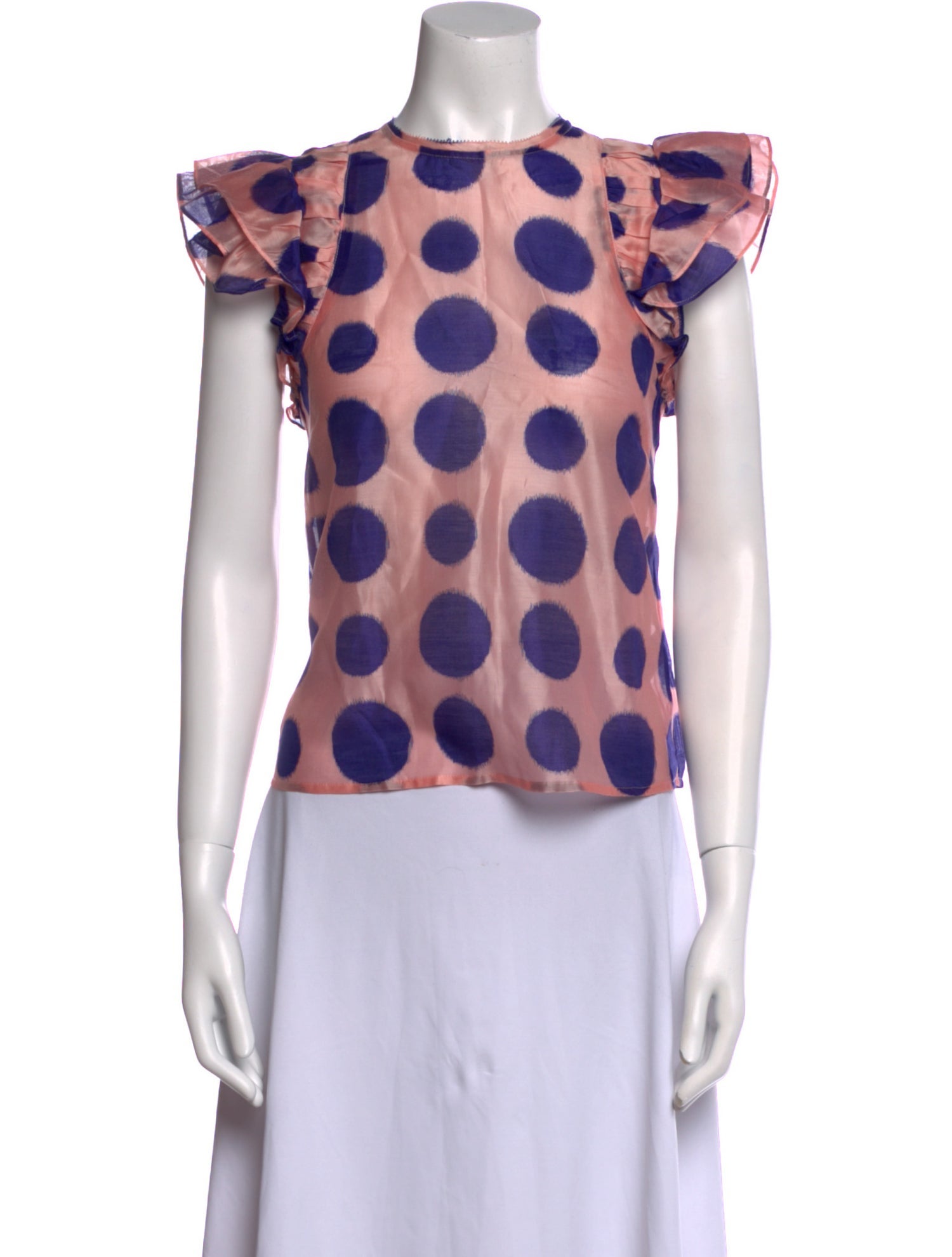 Ulla Johnson Polka Dot Print Crew Neck Blouse