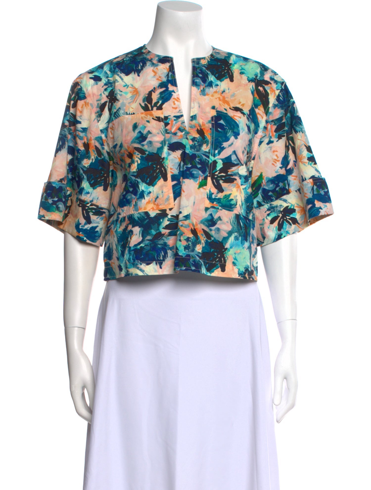 Ulla Johnson Floral Print V-Neck Crop Top w/ Tags