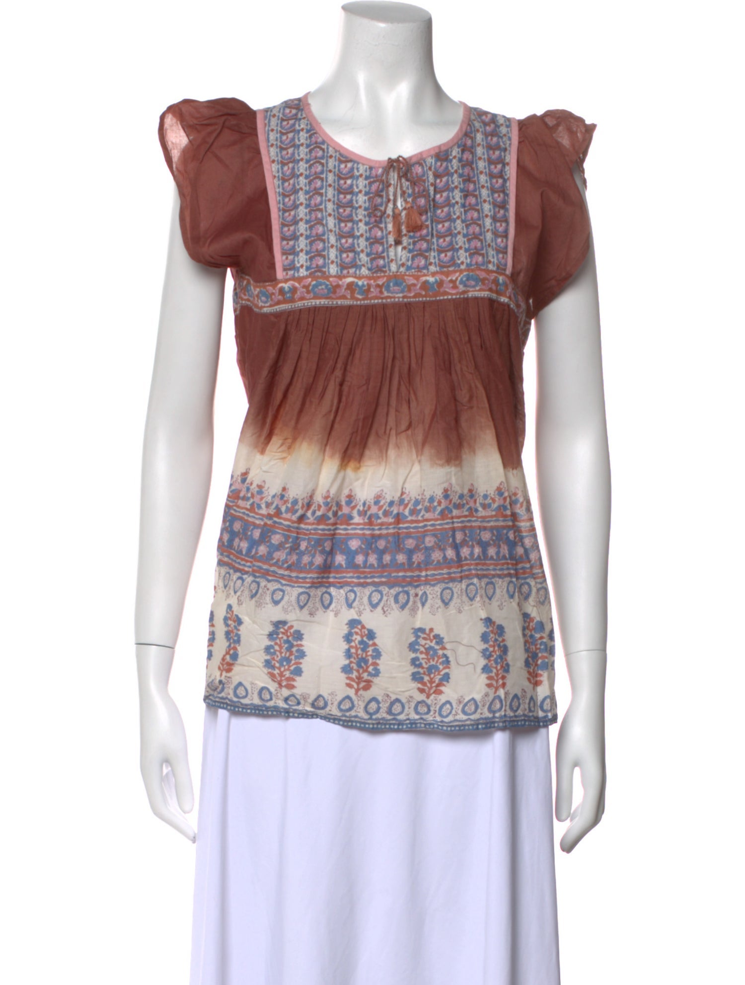 Ulla Johnson Printed Tie Neck Blouse