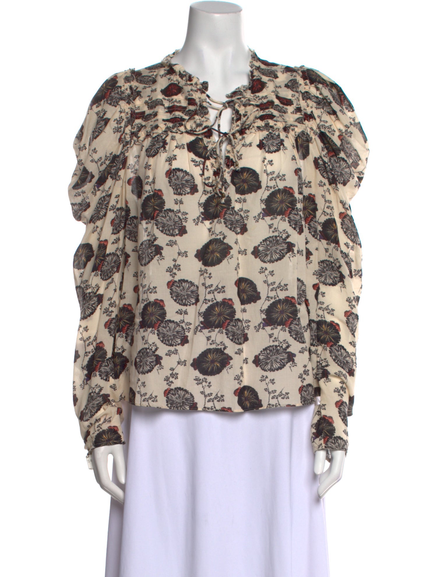 Ulla Johnson Floral Print V-Neck Blouse