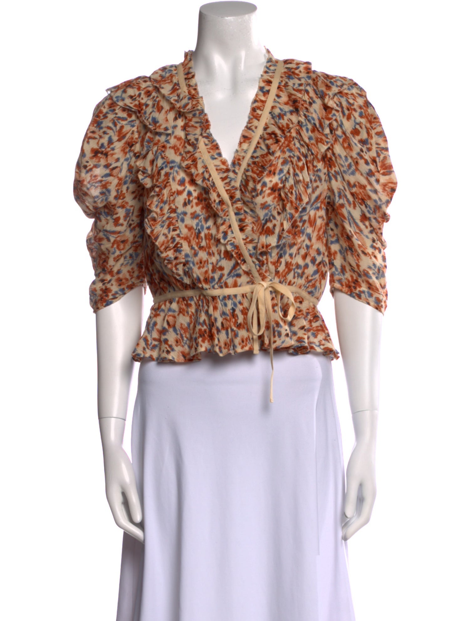 Ulla Johnson Floral Print V-Neck Crop Top