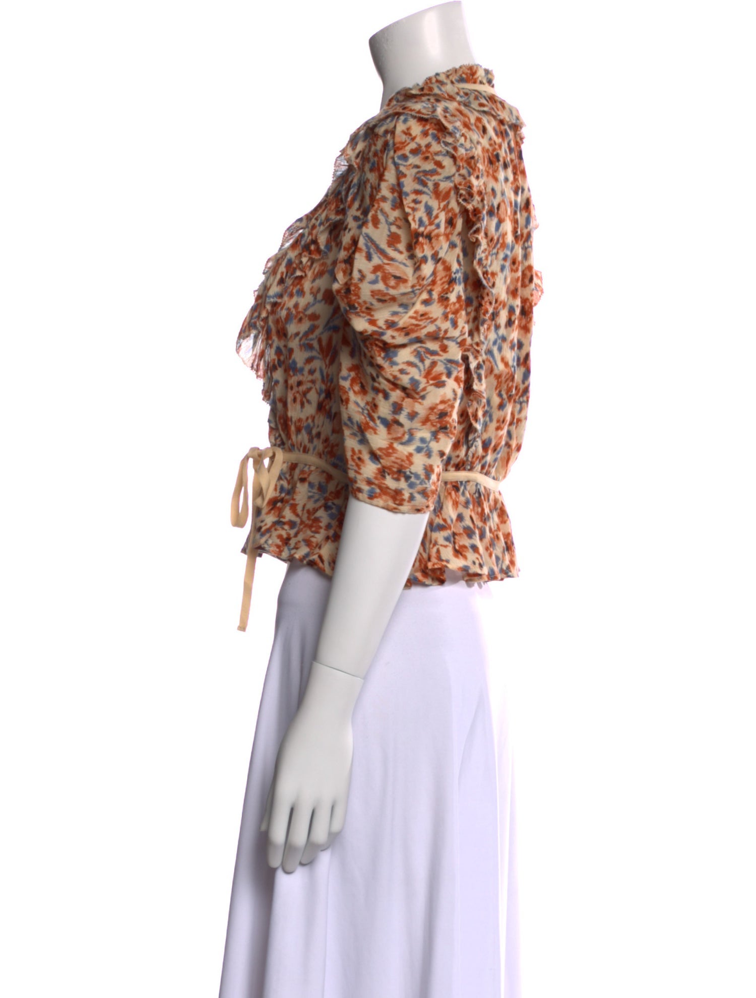 Ulla Johnson Floral Print V-Neck Crop Top