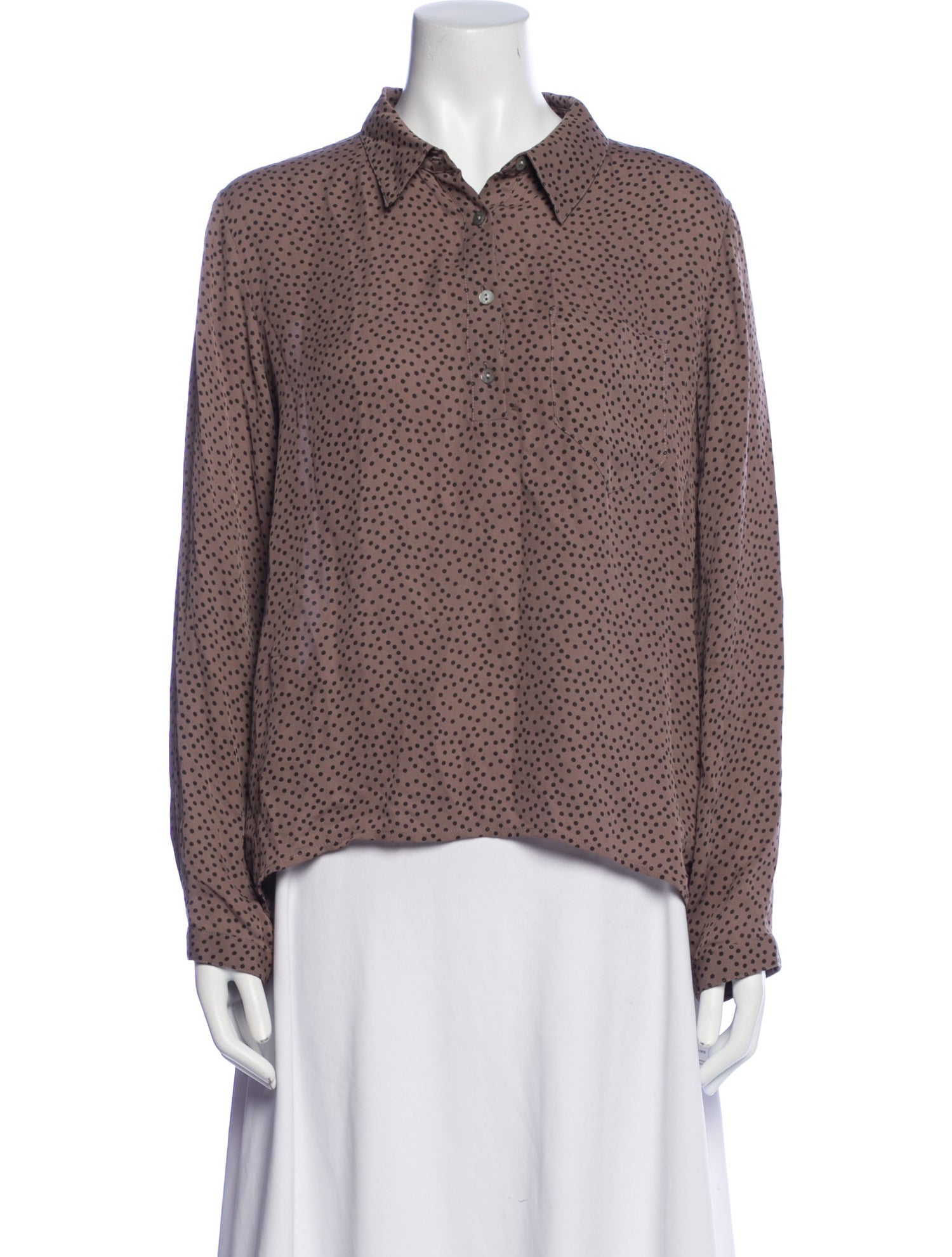 Ulla Johnson Silk Polka Dot Print Button-Up Top