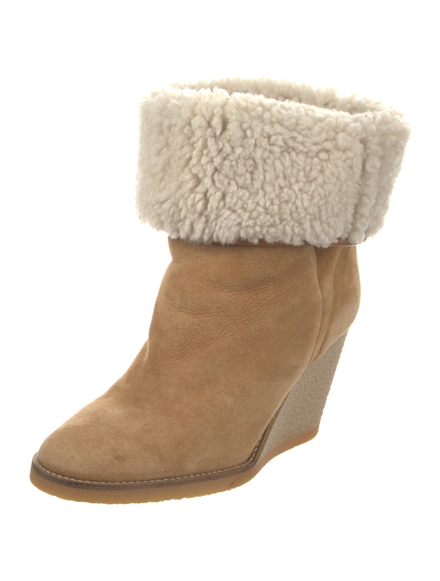 Ulla Johnson Suede Fur Trim Boots