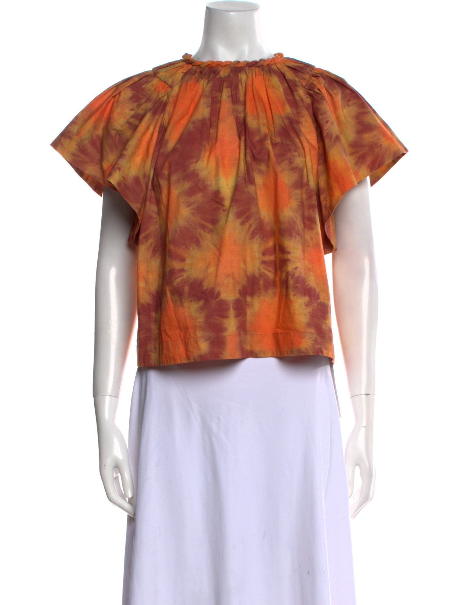 Ulla Johnson Printed Crew Neck Crop Top