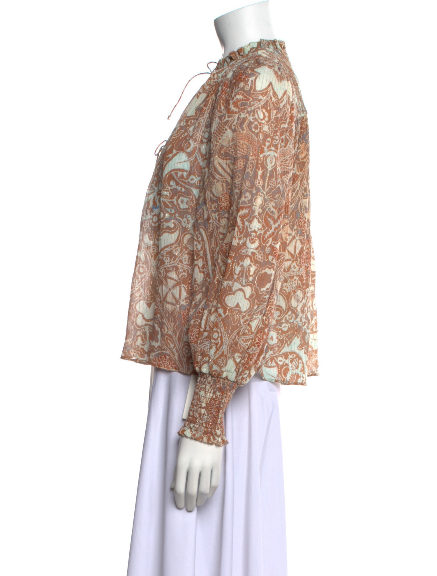 Ulla Johnson Printed Mock Neck Blouse