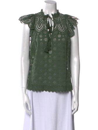 Ulla Johnson Lace Pattern Mock Neck Blouse