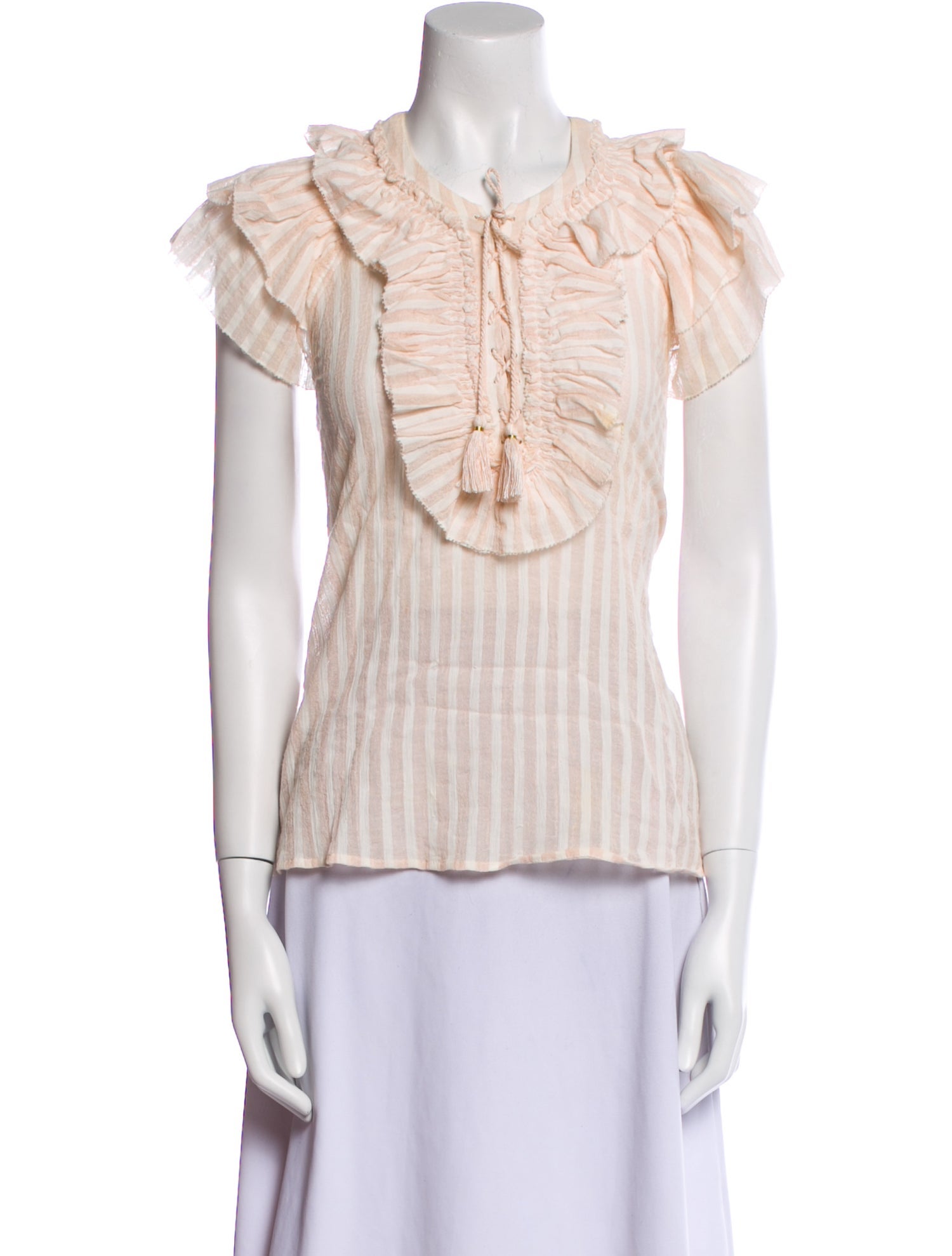 Ulla Johnson Striped Tie Neck Blouse