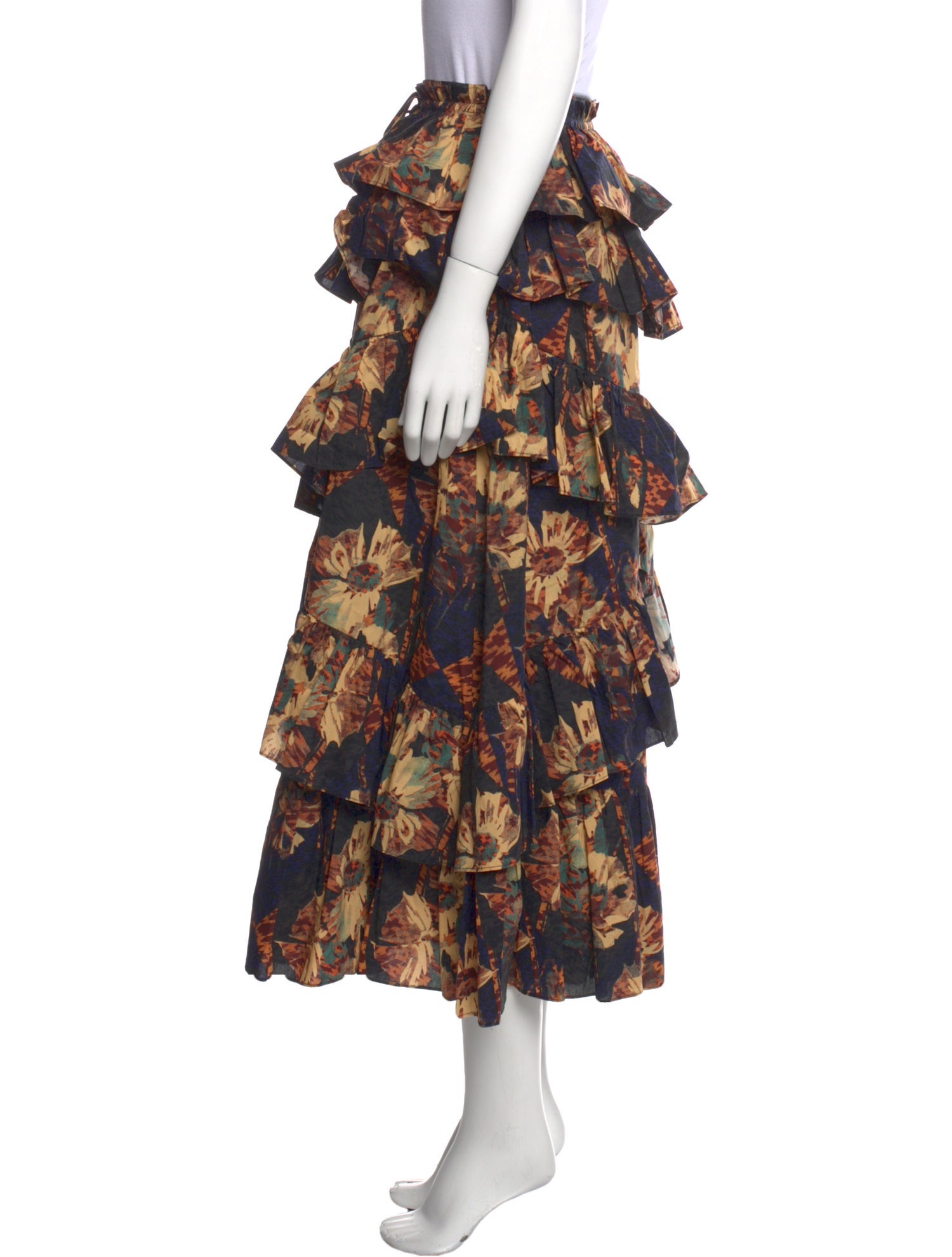 Ulla Johnson Floral Print Midi Length Skirt