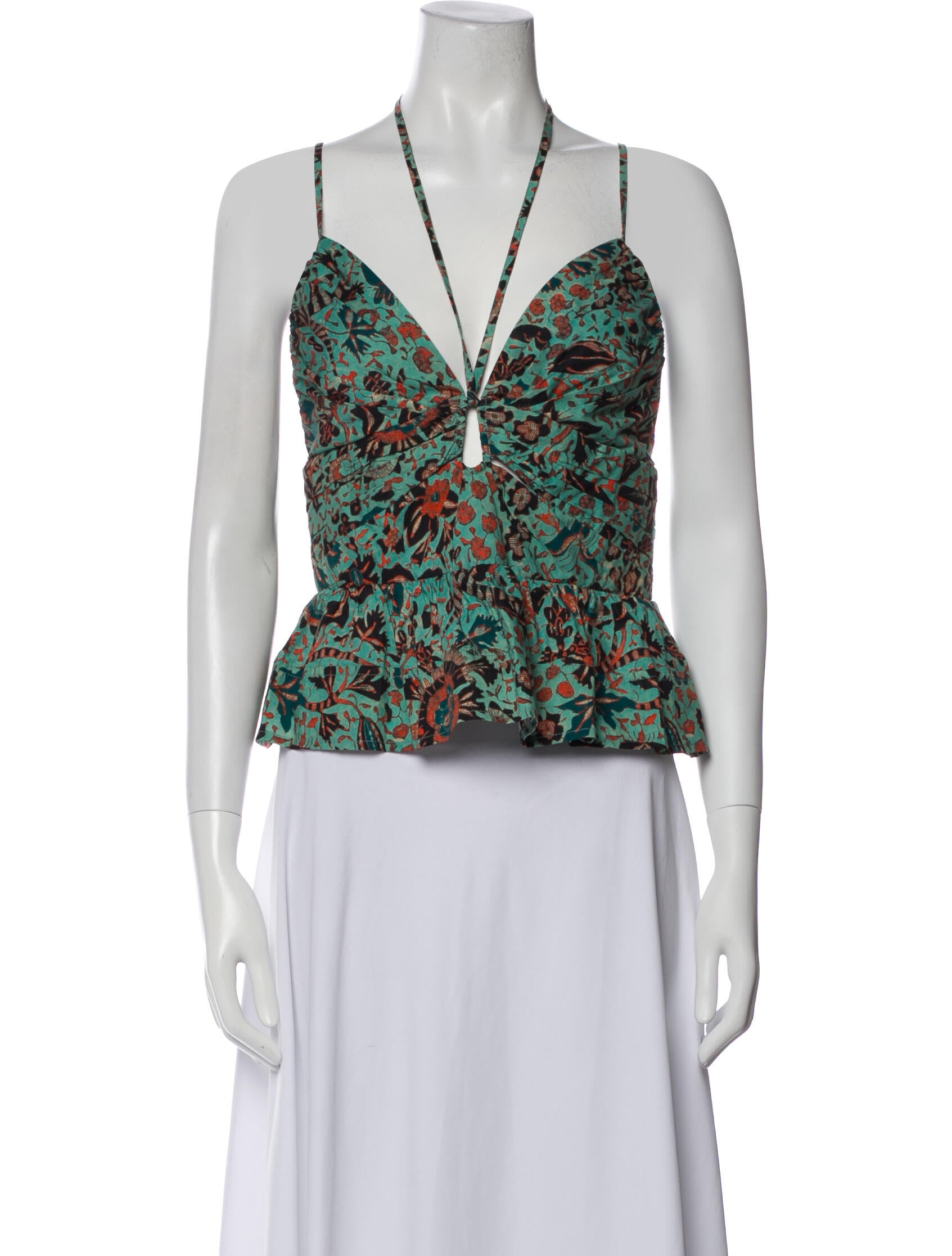 Ulla Johnson Floral Print V-Neck Crop Top