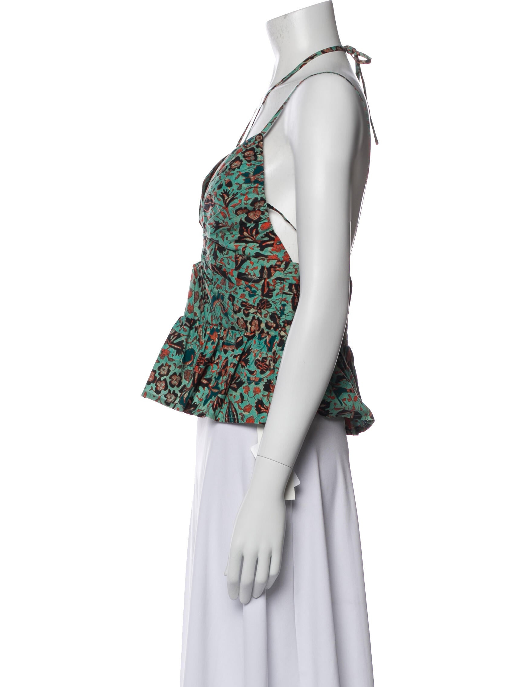 Ulla Johnson Floral Print V-Neck Crop Top