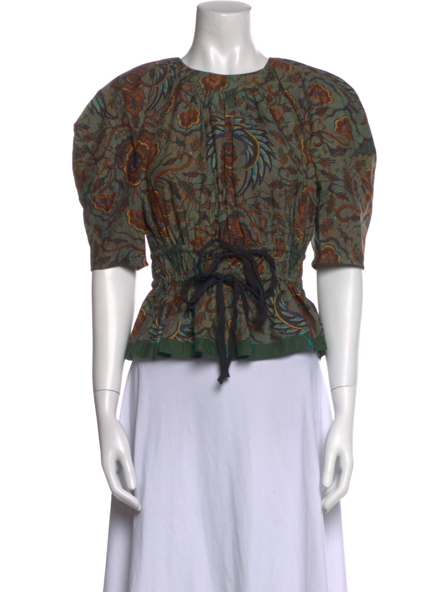 Ulla Johnson Paisley Print Crew Neck Crop Top