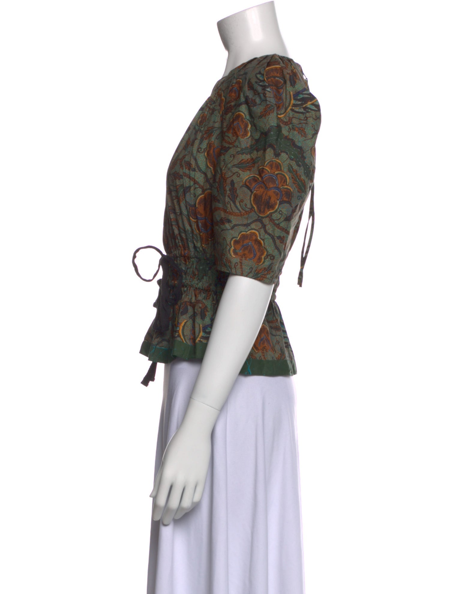 Ulla Johnson Paisley Print Crew Neck Crop Top