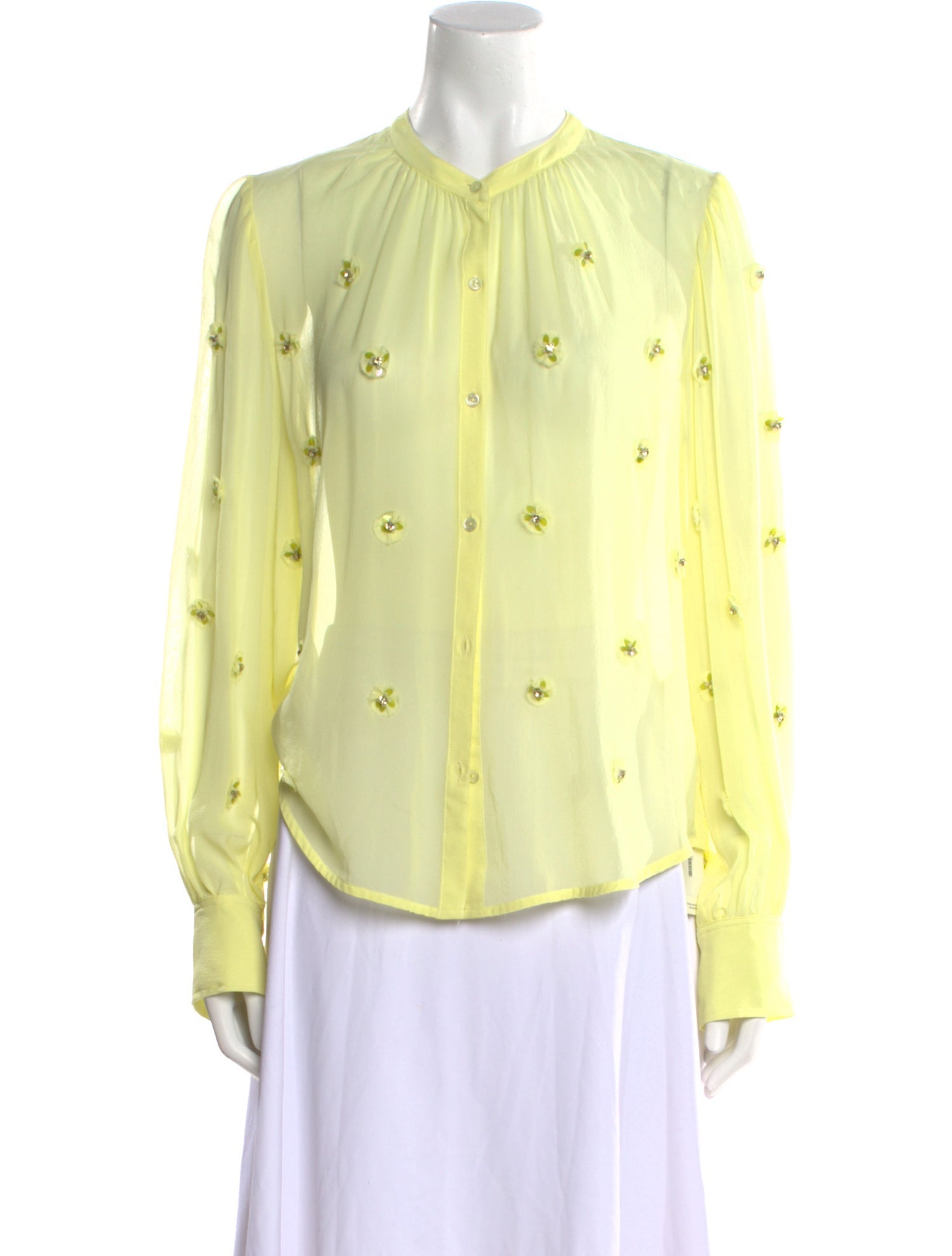 Ulla Johnson Silk Mock Neck Button-Up Top w/ Tags