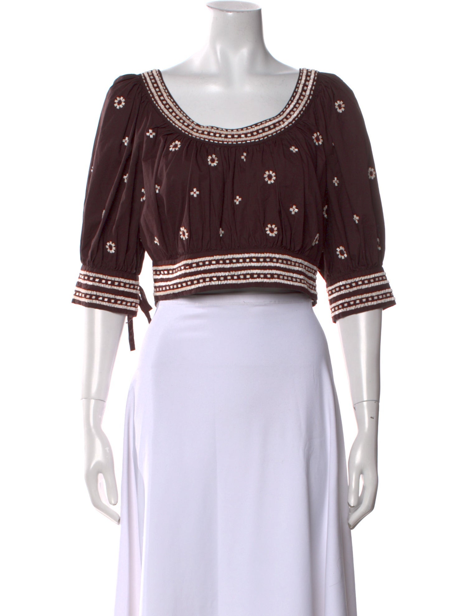 Ulla Johnson Printed Scoop Neck Crop Top