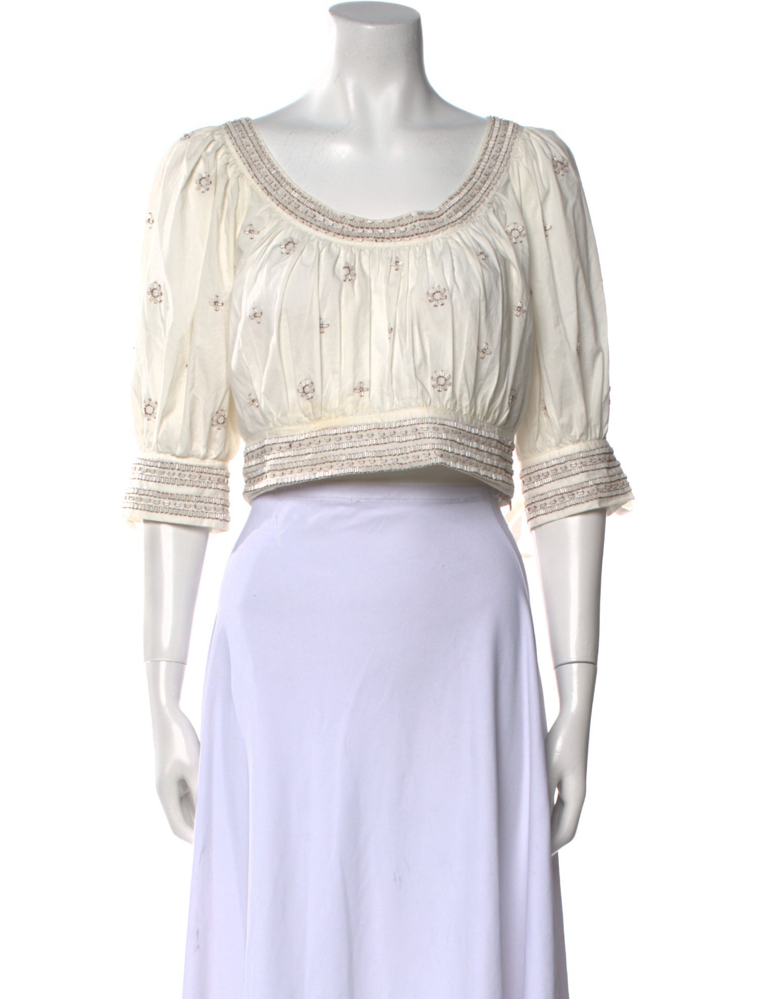 Ulla Johnson Striped Scoop Neck Crop Top