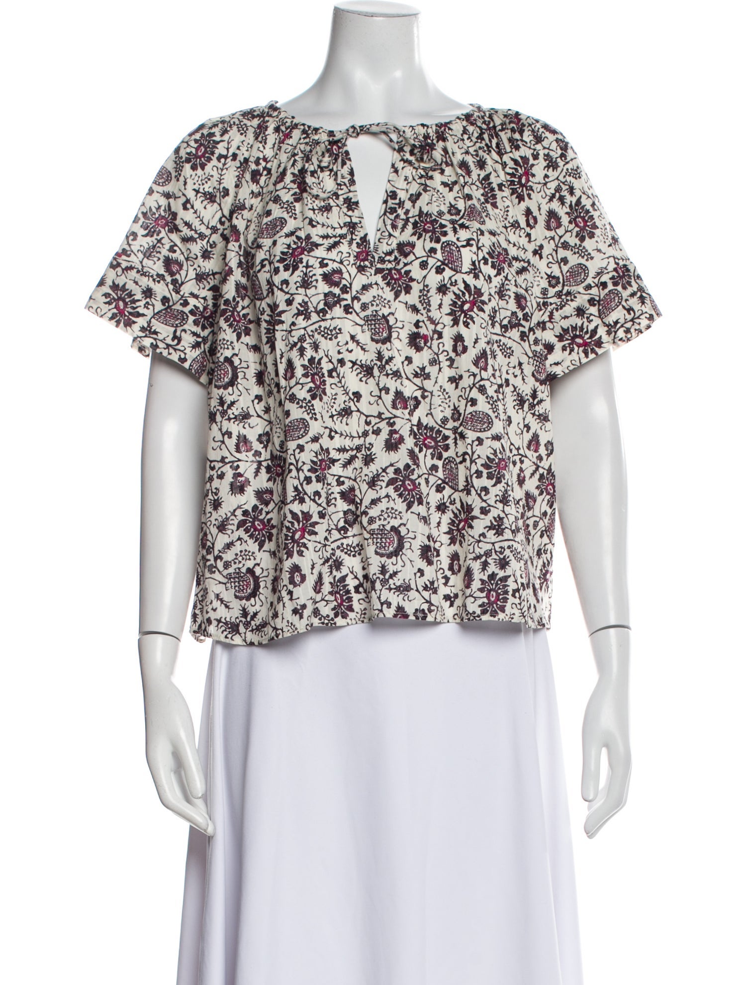 Ulla Johnson Floral Print Bateau Neckline Blouse