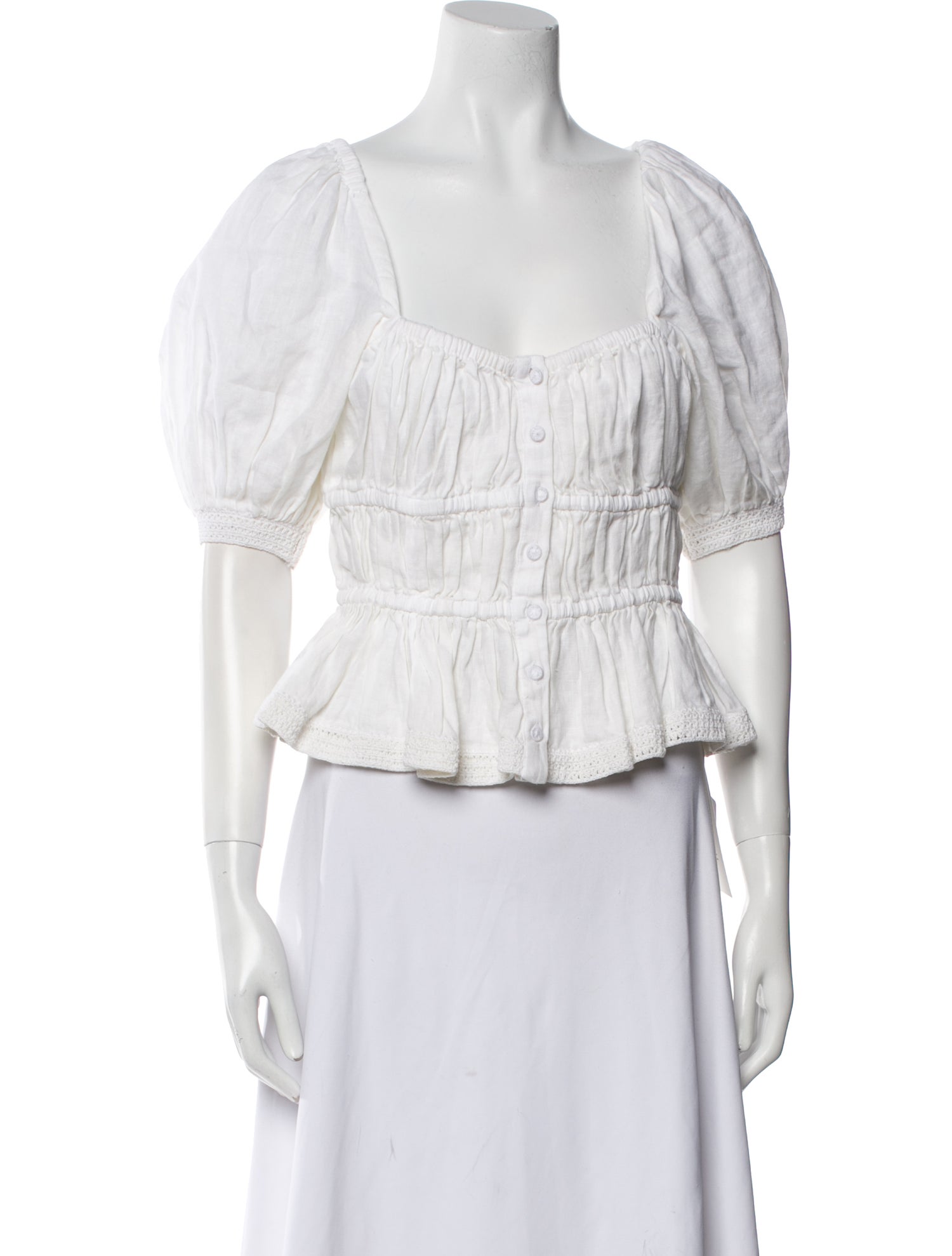 Ulla Johnson Linen Square Neckline Crop Top